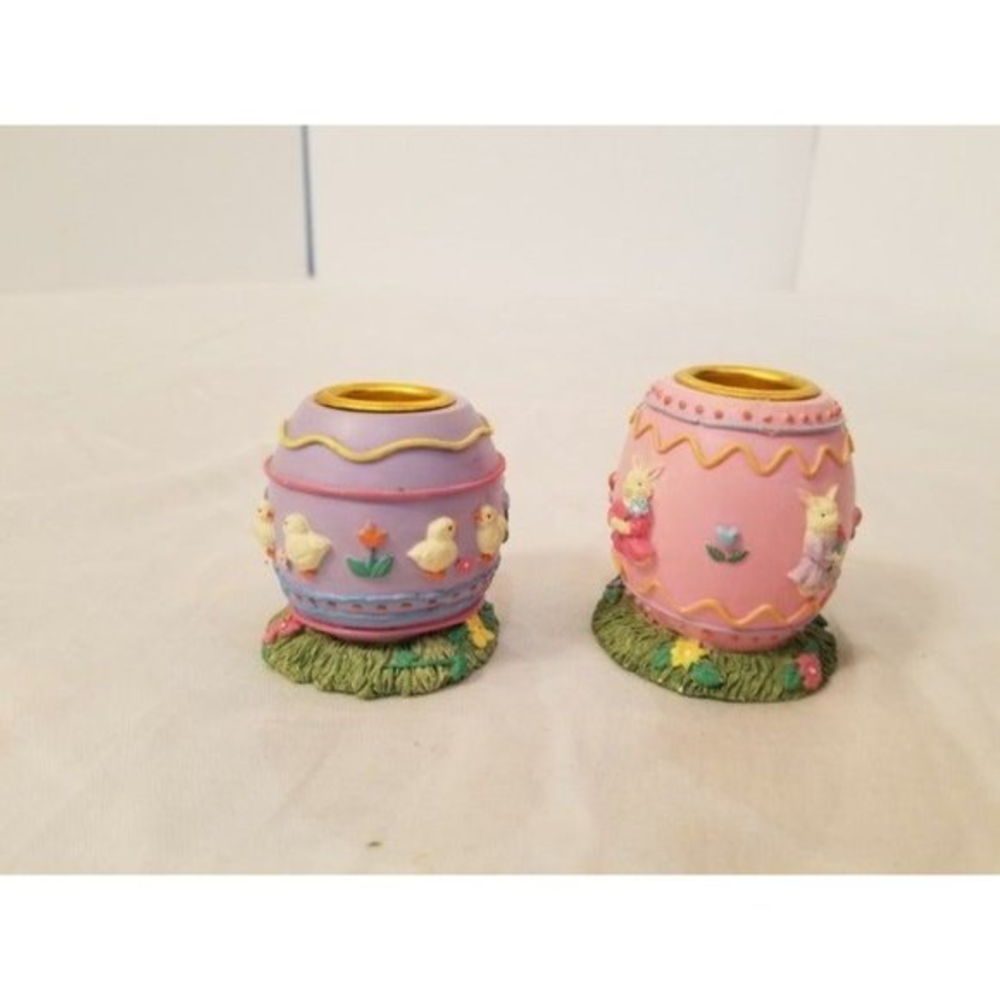 2 Easter egg pillar candle holders 2" tall and 2‎ 1/4" tall